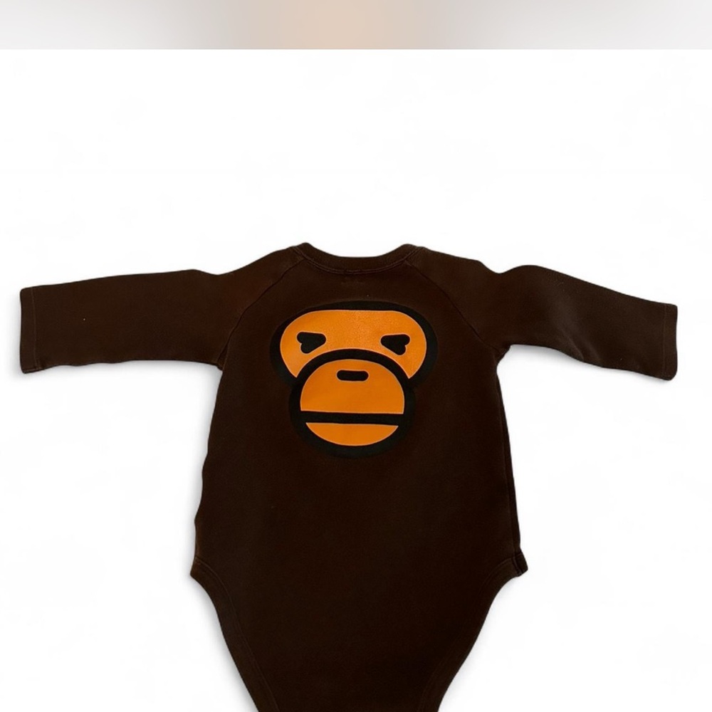 Bape Brown One-Piece with Orange Ape Face Graphic